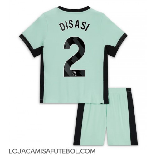 Camisa de Futebol Chelsea Axel Disasi #2 Equipamento Alternativo Infantil 2023-24 Manga Curta (+ Calças curtas)